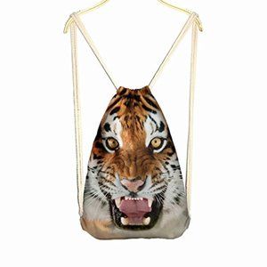 NWT Tiger Canvas Backpack Laptop Carry All Tote Bag Festival Rave Gym Bags